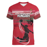 Hungary Basketball Custom Women V-Neck T-Shirt Come On Magyars Grunge Style - Wonder Print Shop