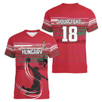 Hungary Basketball Custom Women V-Neck T-Shirt Come On Magyars Grunge Style - Wonder Print Shop