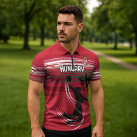 Hungary Basketball Custom Zipper Polo Shirt Come On Magyars Grunge Style - Wonder Print Shop