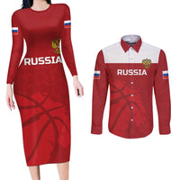 Russia Basketball Custom Couples Matching Long Sleeve Bodycon Dress and Long Sleeve Button Shirt Go Champion - Wonder Print Shop