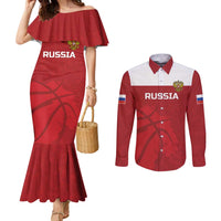 Russia Basketball Custom Couples Matching Mermaid Dress and Long Sleeve Button Shirt Go Champion - Wonder Print Shop