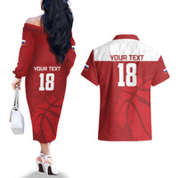 Russia Basketball Custom Couples Matching Off The Shoulder Long Sleeve Dress and Hawaiian Shirt Go Champion - Wonder Print Shop