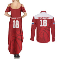 Russia Basketball Custom Couples Matching Summer Maxi Dress and Long Sleeve Button Shirt Go Champion - Wonder Print Shop