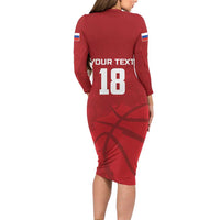 Russia Basketball Custom Family Matching Long Sleeve Bodycon Dress and Hawaiian Shirt Go Champion - Wonder Print Shop