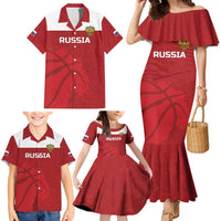 Russia Basketball Custom Family Matching Mermaid Dress and Hawaiian Shirt Go Champion - Wonder Print Shop