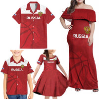 Russia Basketball Custom Family Matching Off Shoulder Maxi Dress and Hawaiian Shirt Go Champion - Wonder Print Shop