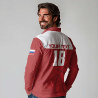 Russia Basketball Custom Long Sleeve Polo Shirt Go Champion - Wonder Print Shop