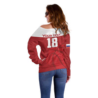 Russia Basketball Custom Off Shoulder Sweater Go Champion - Wonder Print Shop