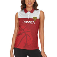 Russia Basketball Custom Women Sleeveless Polo Shirt Go Champion - Wonder Print Shop