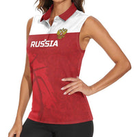 Russia Basketball Custom Women Sleeveless Polo Shirt Go Champion - Wonder Print Shop