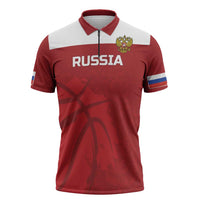 Russia Basketball Custom Zipper Polo Shirt Go Champion - Wonder Print Shop
