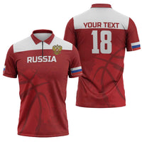 Russia Basketball Custom Zipper Polo Shirt Go Champion - Wonder Print Shop