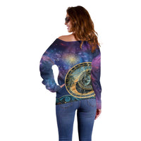 Czech Republic Astronomical Clock Off Shoulder Sweater Zodiac Signs In Space - Wonder Print Shop