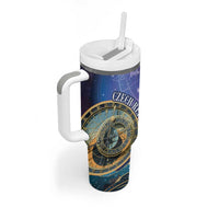 Czech Republic Astronomical Clock Tumbler With Handle Zodiac Signs In Space - Wonder Print Shop