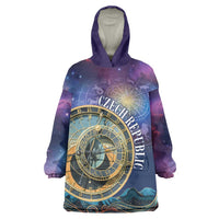 Czech Republic Astronomical Clock Wearable Blanket Hoodie Zodiac Signs In Space - Wonder Print Shop