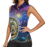 Czech Republic Astronomical Clock Women Sleeveless Polo Shirt Zodiac Signs In Space - Wonder Print Shop