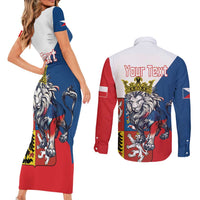 Personalized Czech Republic Restoration Day Couples Matching Short Sleeve Bodycon Dress and Long Sleeve Button Shirt Double-Tailed Lion Truth Prevails - Wonder Print Shop