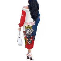 Personalized Czech Republic Restoration Day Off The Shoulder Long Sleeve Dress Double-Tailed Lion Truth Prevails - Wonder Print Shop