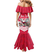 Personalized Poland White-Tailed Eagle Family Matching Mermaid Dress and Hawaiian Shirt Poznan City Flag Style - Wonder Print Shop