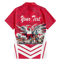 Personalized Poland White-Tailed Eagle Family Matching Off The Shoulder Long Sleeve Dress and Hawaiian Shirt Poznan City Flag Style - Wonder Print Shop