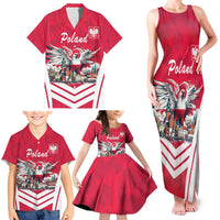Personalized Poland White-Tailed Eagle Family Matching Tank Maxi Dress and Hawaiian Shirt Poznan City Flag Style - Wonder Print Shop