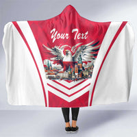 Personalized Poland White-Tailed Eagle Hooded Blanket Poznan City Flag Style