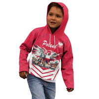 Personalized Poland White-Tailed Eagle Kid Hoodie Poznan City Flag Style - Wonder Print Shop