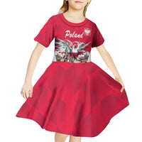 Personalized Poland White-Tailed Eagle Kid Short Sleeve Dress Poznan City Flag Style - Wonder Print Shop