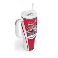 Personalized Poland White-Tailed Eagle Tumbler With Handle Poznan City Flag Style - Wonder Print Shop