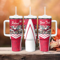 Personalized Poland White-Tailed Eagle Tumbler With Handle Poznan City Flag Style - Wonder Print Shop