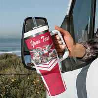 Personalized Poland White-Tailed Eagle Tumbler With Handle Poznan City Flag Style - Wonder Print Shop