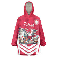 Personalized Poland White-Tailed Eagle Wearable Blanket Hoodie Poznan City Flag Style - Wonder Print Shop