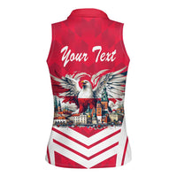 Personalized Poland White-Tailed Eagle Women Sleeveless Polo Shirt Poznan City Flag Style - Wonder Print Shop
