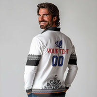 Custom Romania Rugby Long Sleeve Polo Shirt White Version Retro Style