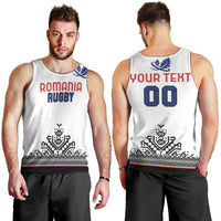 Custom Romania Rugby Men Tank Top White Version Retro Style