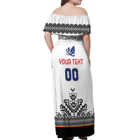 Custom Romania Rugby Off Shoulder Maxi Dress White Version Retro Style