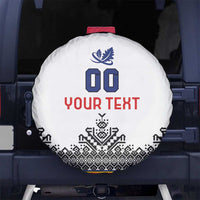 Custom Romania Rugby Spare Tire Cover White Version Retro Style - Wonder Print Shop