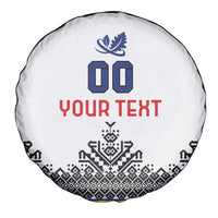 Custom Romania Rugby Spare Tire Cover White Version Retro Style - Wonder Print Shop