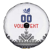 Custom Romania Rugby Spare Tire Cover White Version Retro Style - Wonder Print Shop