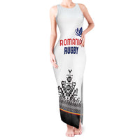 Custom Romania Rugby Tank Maxi Dress White Version Retro Style - Wonder Print Shop
