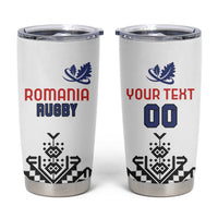 Custom Romania Rugby Tumbler Cup White Version Retro Style - Wonder Print Shop