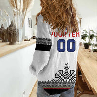 Custom Romania Rugby Women Casual Shirt White Version Retro Style - Wonder Print Shop