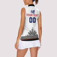 Custom Romania Rugby Women Sleeveless Polo Shirt White Version Retro Style - Wonder Print Shop