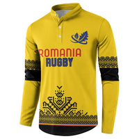 Custom Romania Rugby Button Sweatshirt Yellow Version Retro Style
