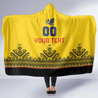 Custom Romania Rugby Hooded Blanket Yellow Version Retro Style