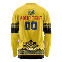 Custom Romania Rugby Long Sleeve Shirt Yellow Version Retro Style