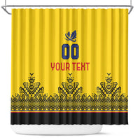 Custom Romania Rugby Shower Curtain Yellow Version Retro Style - Wonder Print Shop