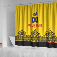 Custom Romania Rugby Shower Curtain Yellow Version Retro Style - Wonder Print Shop