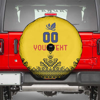 Custom Romania Rugby Spare Tire Cover Yellow Version Retro Style - Wonder Print Shop