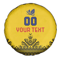 Custom Romania Rugby Spare Tire Cover Yellow Version Retro Style - Wonder Print Shop